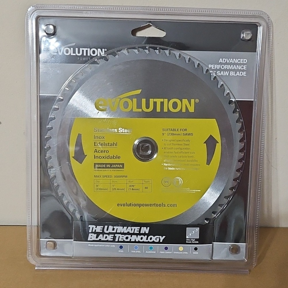 Evolution  9" Stainless Steel TCT Blade 60 Teeth 1" Arbor  230BLADESSN